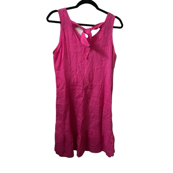 Terzo Millennio Pink 100% Linen Made In Italy Ruffle Hem Size Small Dress. - Picture 4 of 8